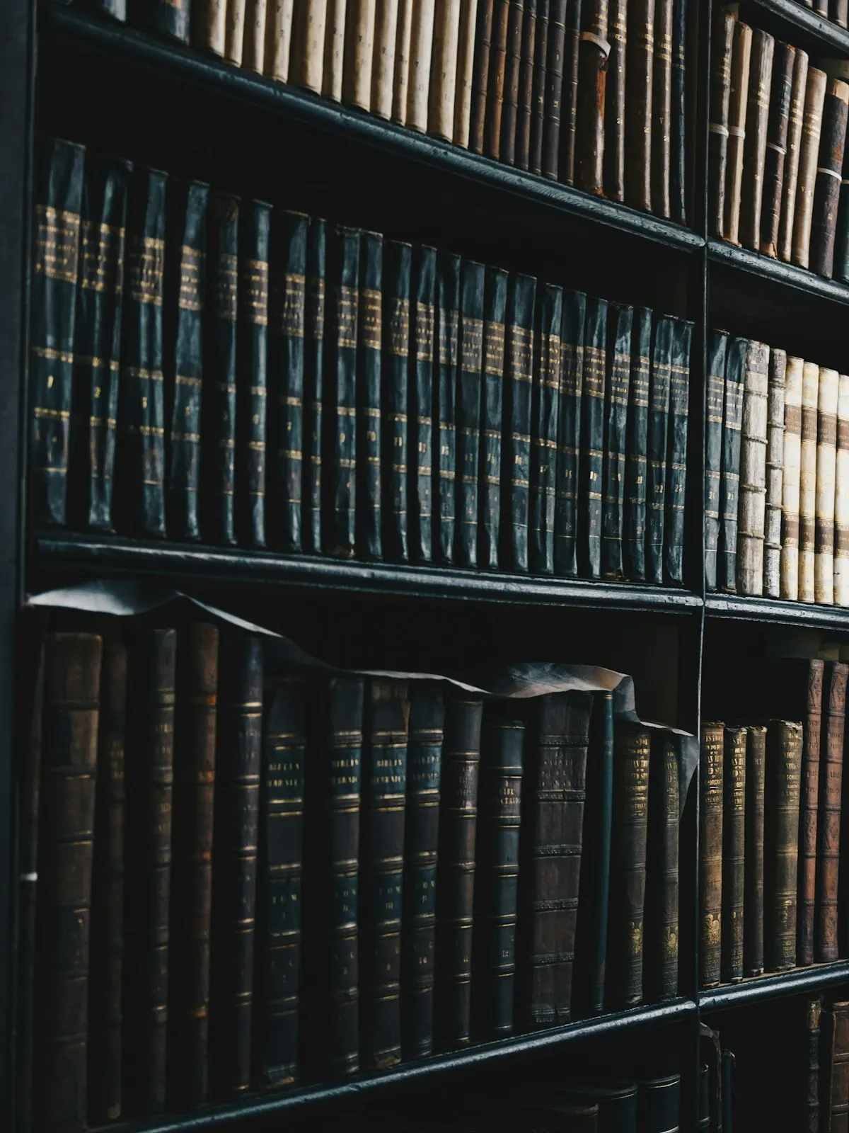 Illustratives Stockfoto: Regal mit gebundenen Fachbüchern